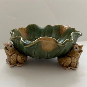 Vintage Fitz & Floyd Fishermens Fortune 3 Frog Majolica Ceramic Pottery …